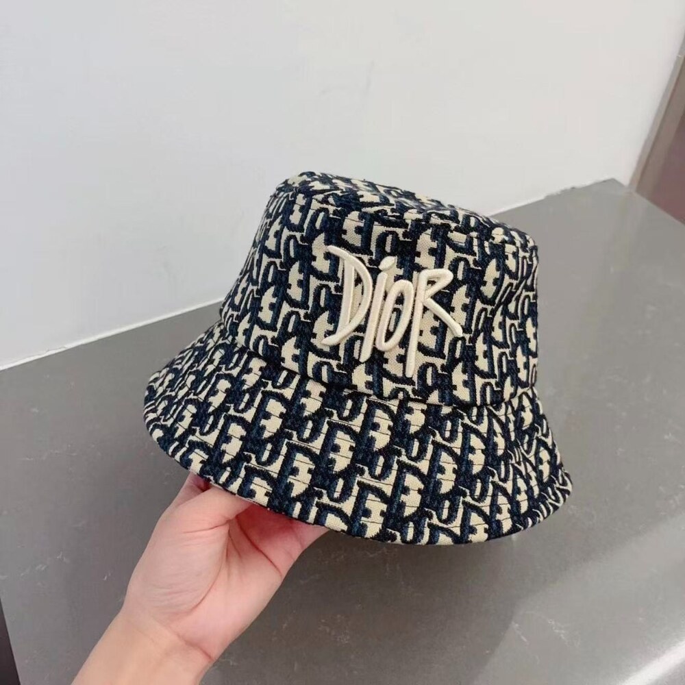 Dior Oblique Logo Embroidered Bucket Hat